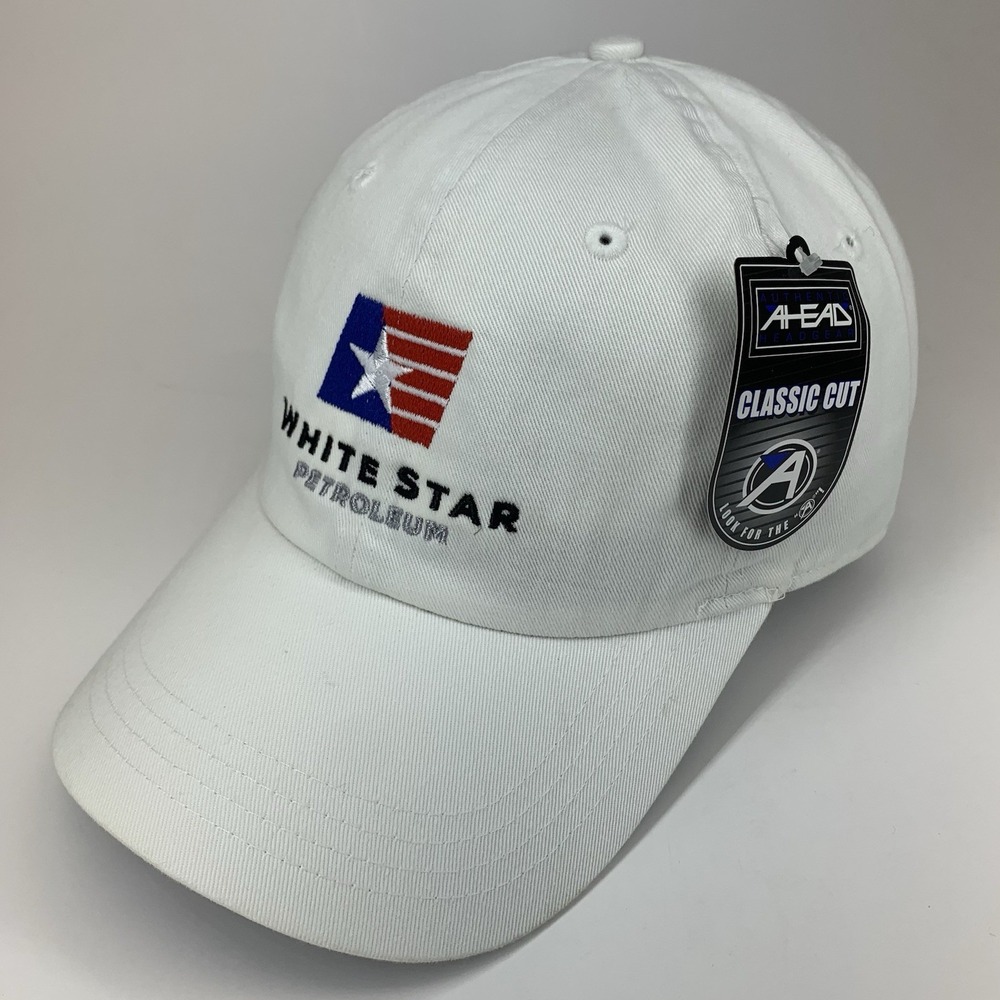 White Star Petroleum Hat White Adjustable Strap AHead Vintage Baseball Cap